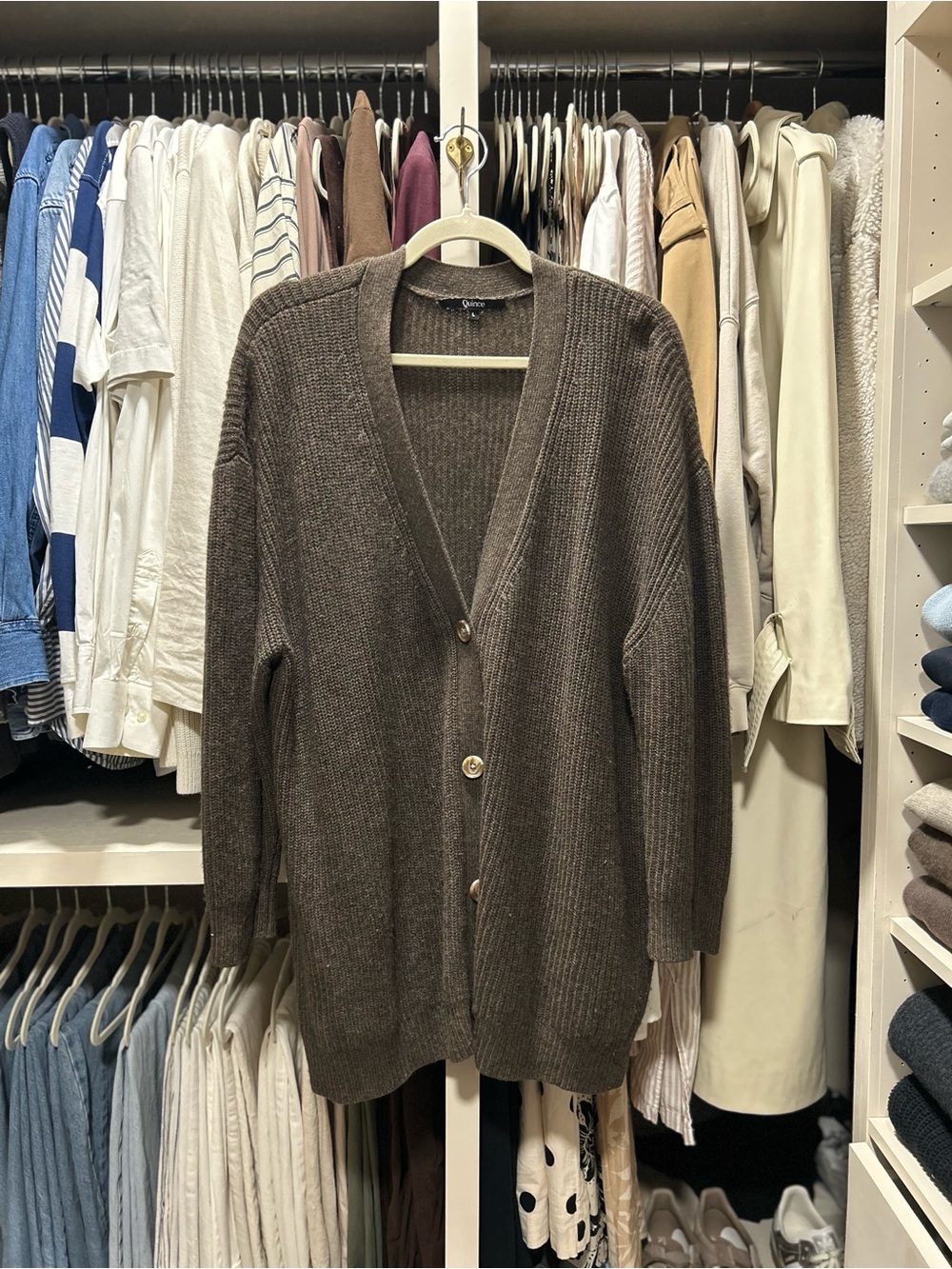 Cashmere Brown Knit Button Cardigan Sweater